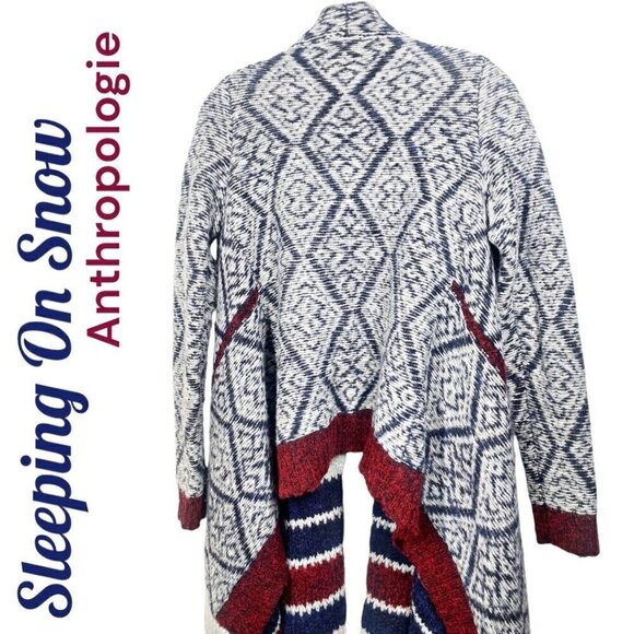 SLEEPING ON SNOW (ANTHROPOLOGIE) Open Front Wool Southwest Chunky Cardigan, Size - Picture 7 of 13